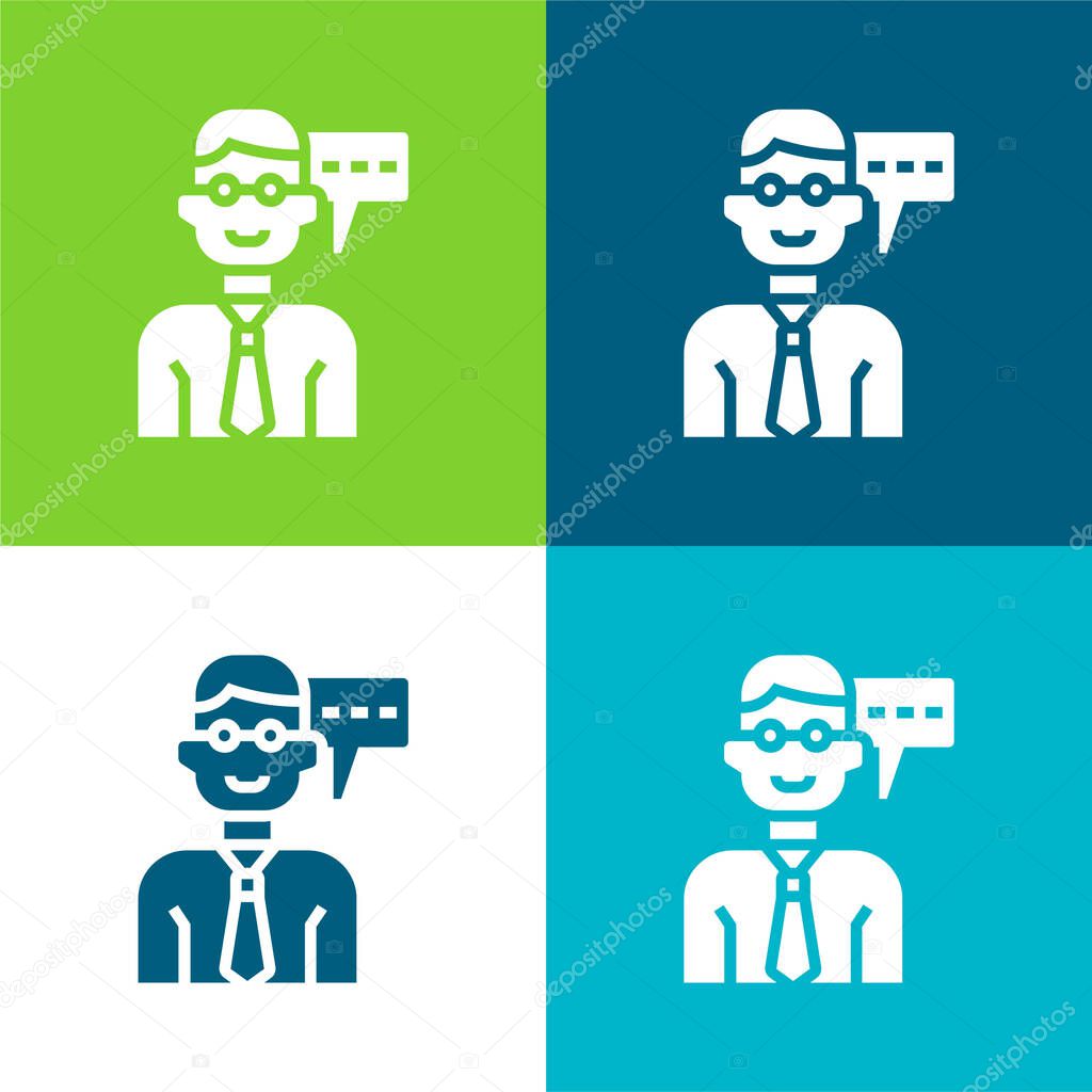 Advisory Flat four color minimal icon set