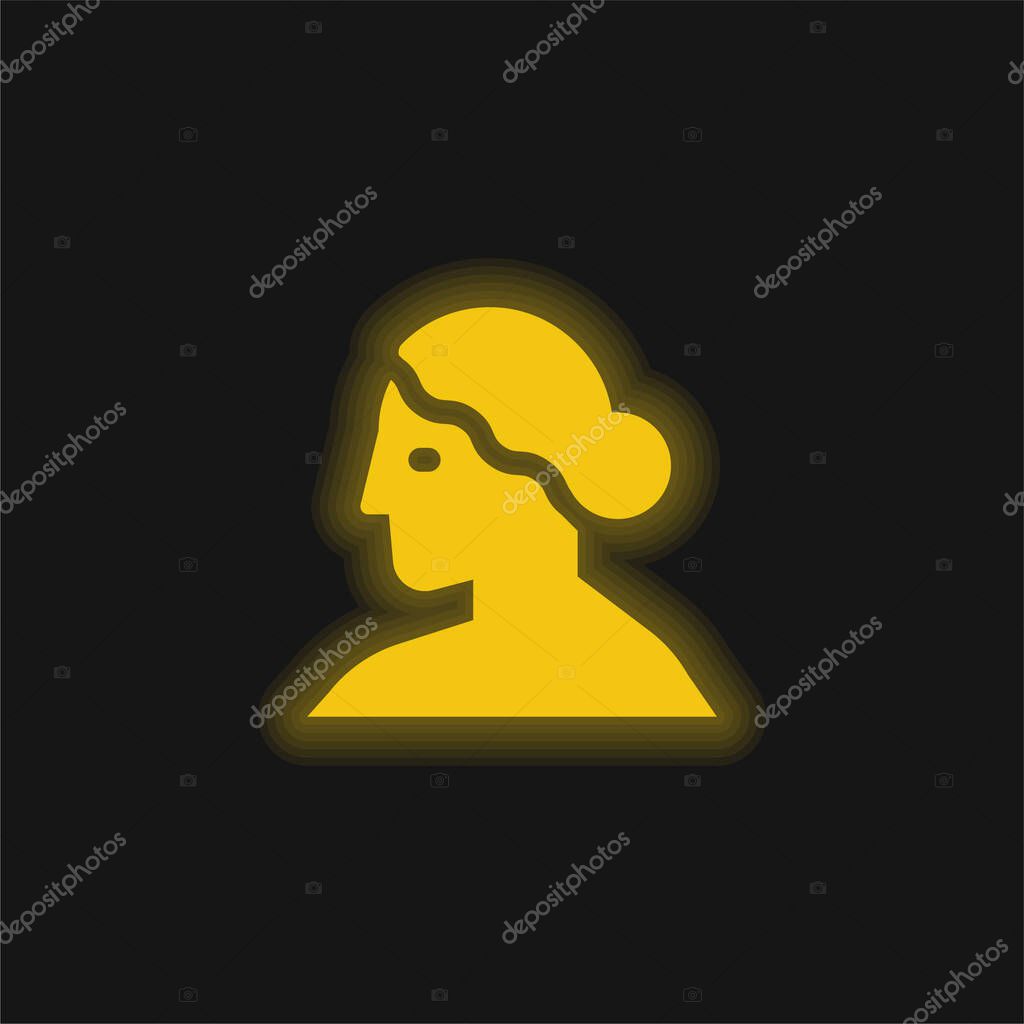Aphrodite yellow glowing neon icon