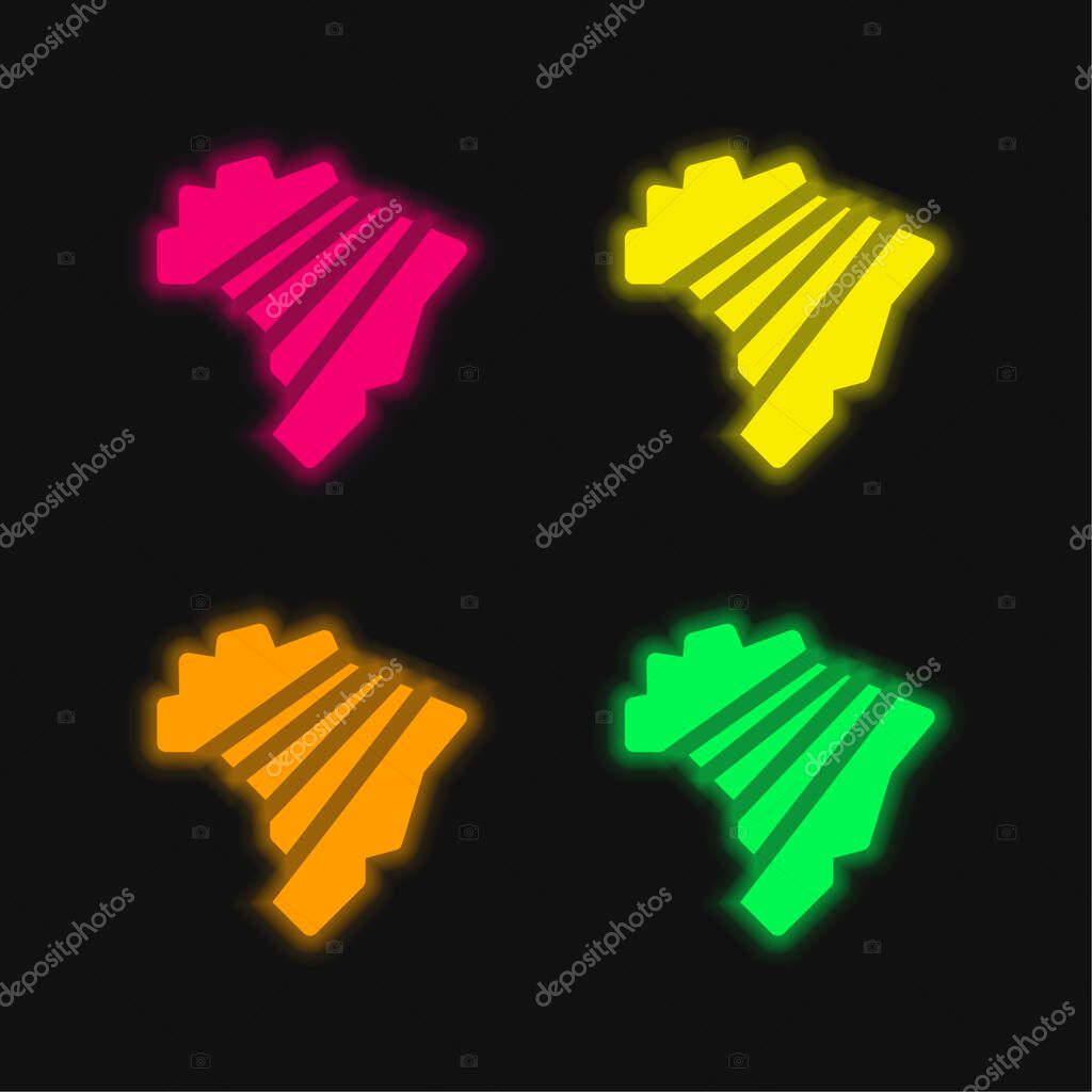Brazil four color glowing neon vector icon