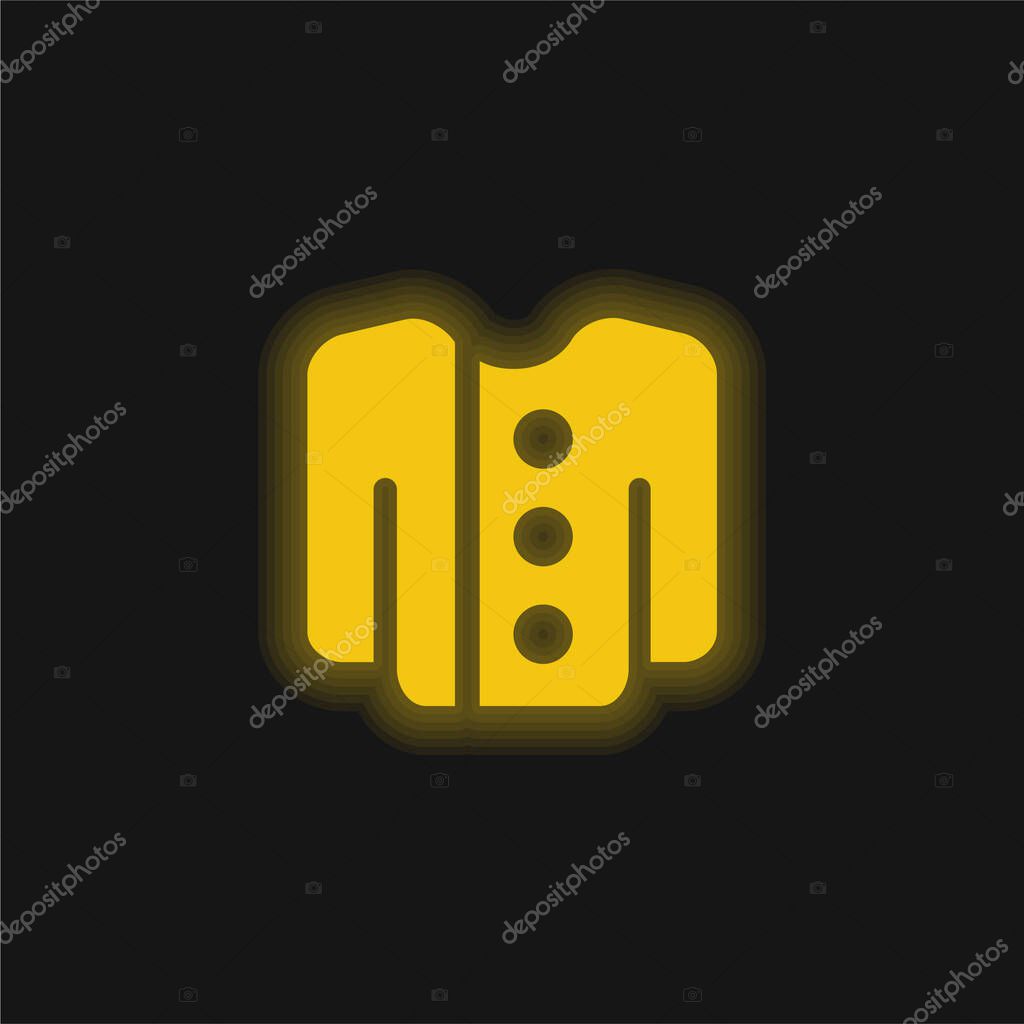 Big Botton Jacket yellow glowing neon icon