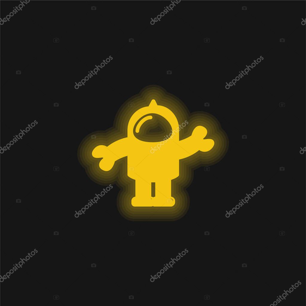Astronaut Suit yellow glowing neon icon