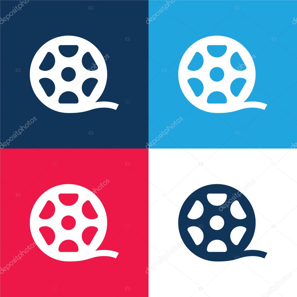 Big Film Roll blue and red four color minimal icon set