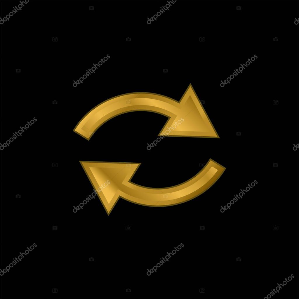 Arrows Couple gold plated metalic icon or logo vector