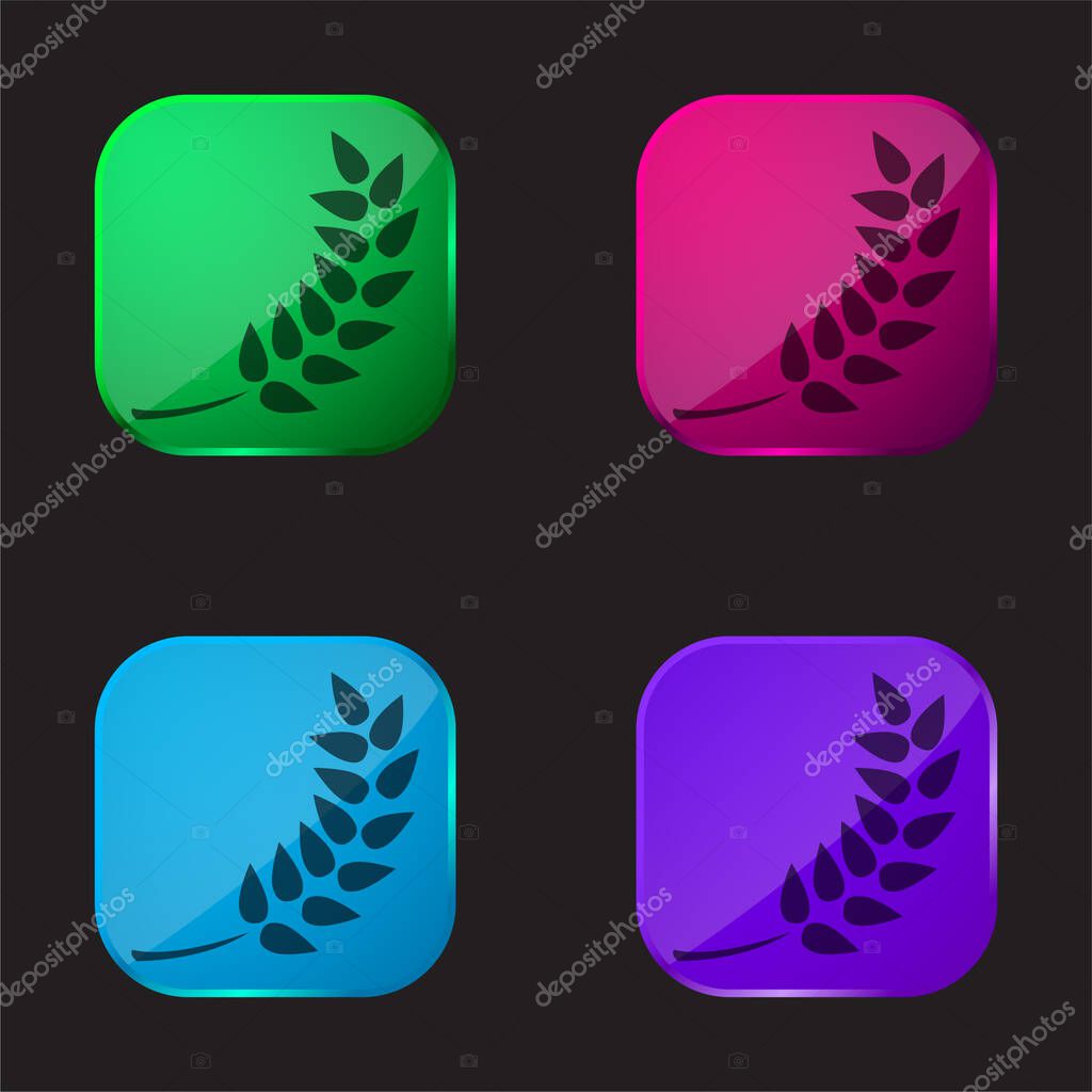 Branch With Leaves four color glass button icon