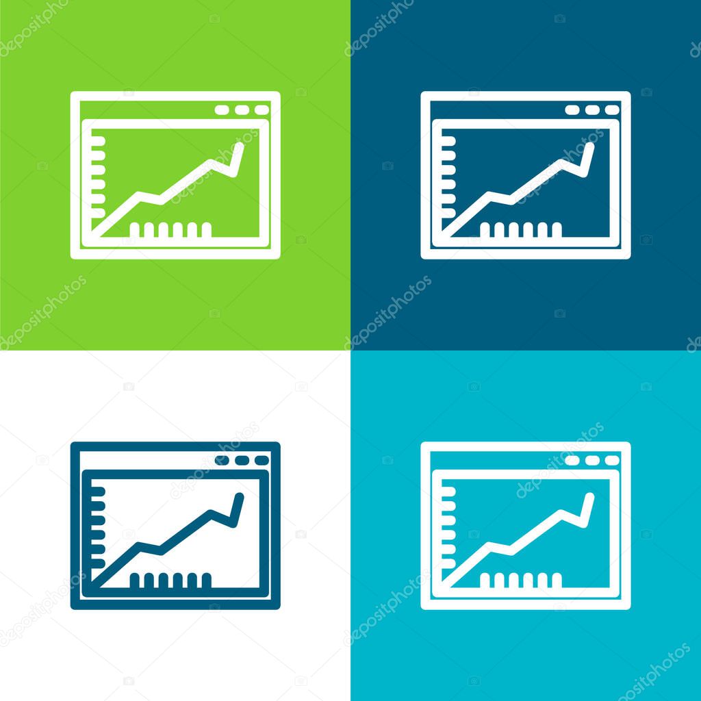 Ascendant Line Graphic On A Browser Window Inside A Circle Flat four color minimal icon set