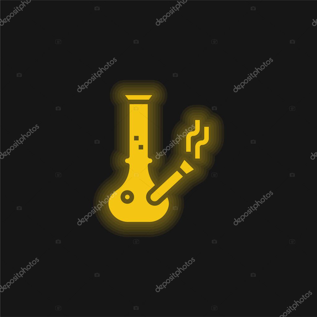 Bong yellow glowing neon icon