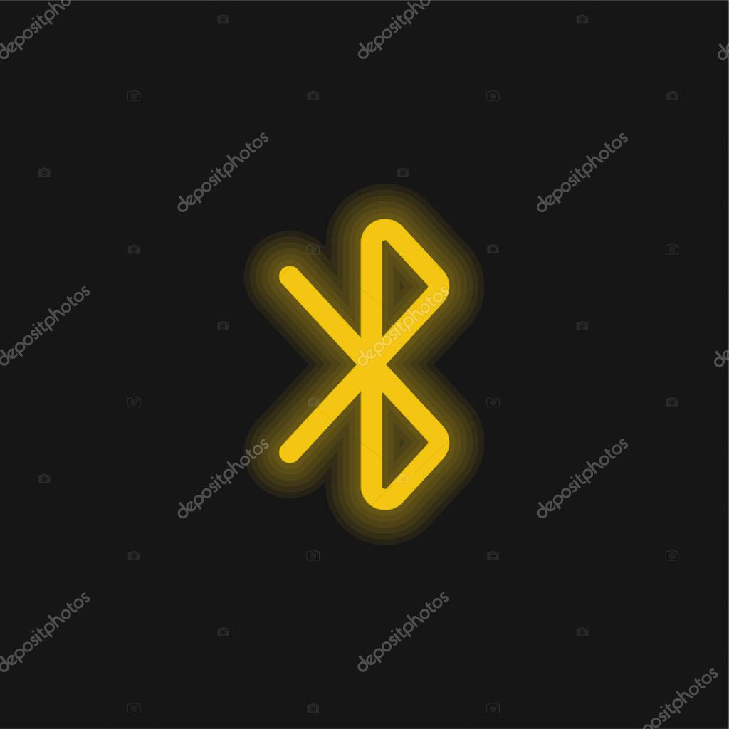 Bluetooth Sign yellow glowing neon icon
