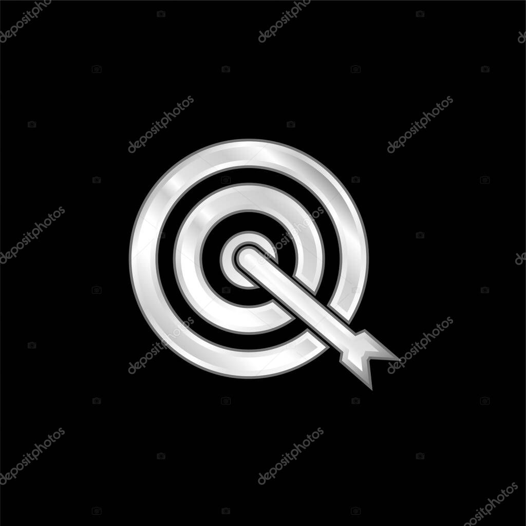 Arrow Shoot On Target Center silver plated metallic icon