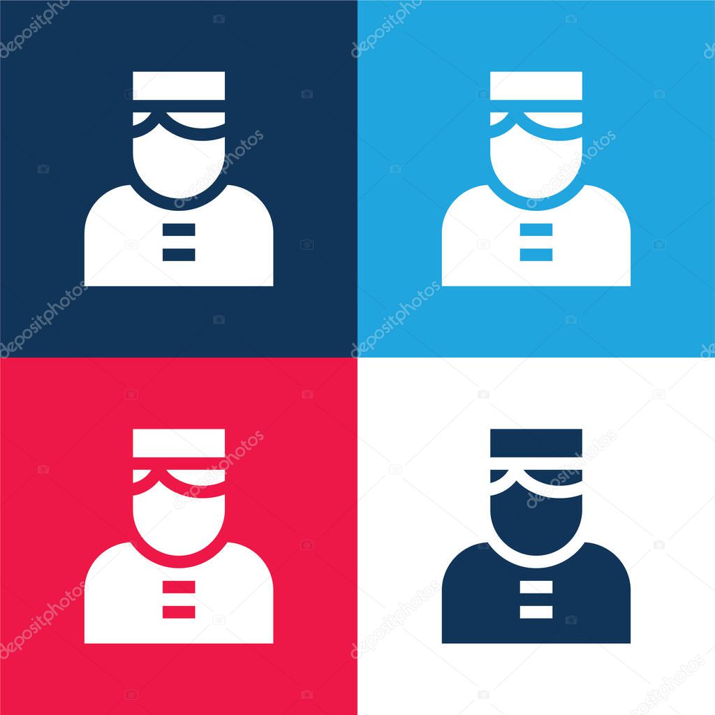 Bellboy blue and red four color minimal icon set