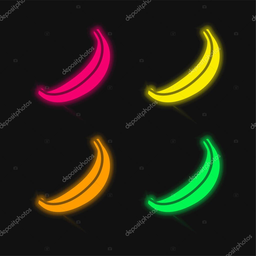 Banana four color glowing neon vector icon