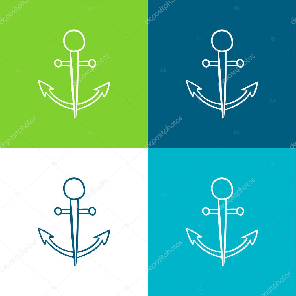 Anchor Flat four color minimal icon set