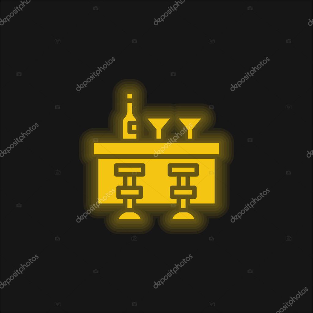 Bar Counter yellow glowing neon icon