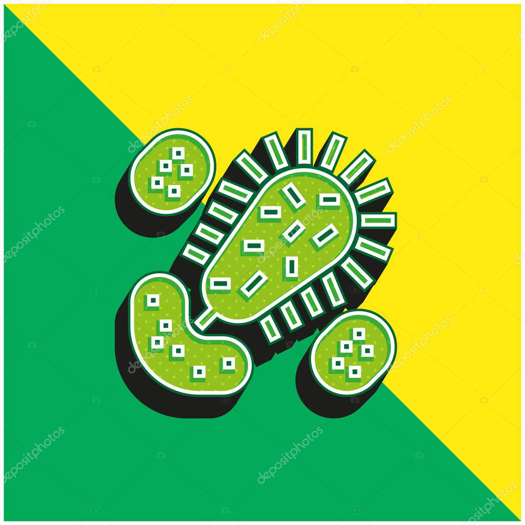 Bacteria Green and yellow modern 3d vector icon logo