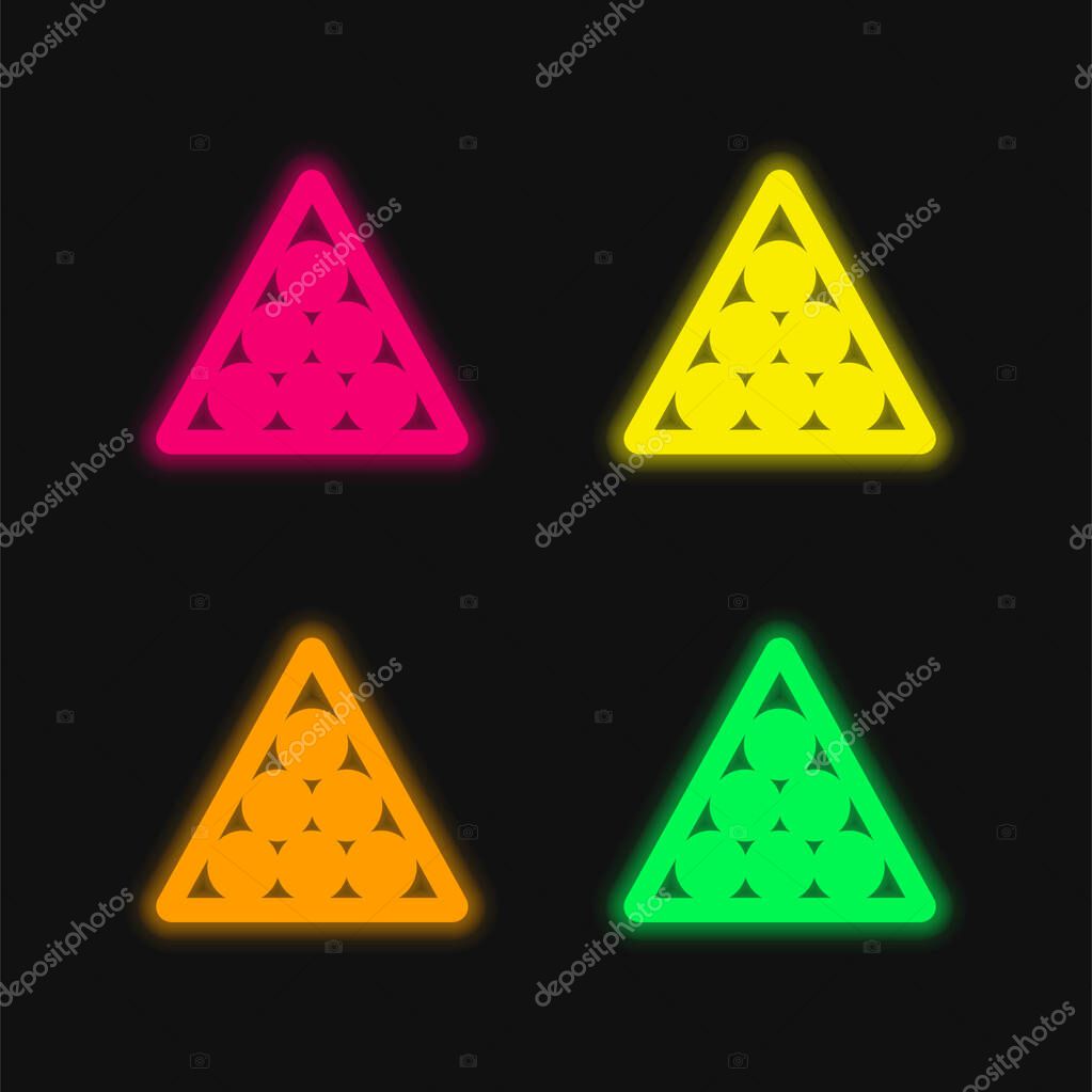 Billiards four color glowing neon vector icon
