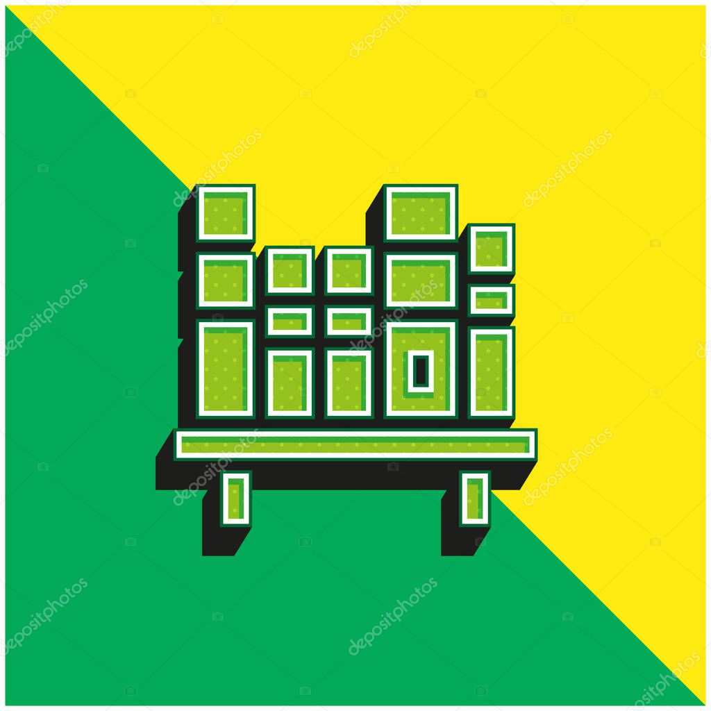 Books Green and yellow modern 3d vector icon logo