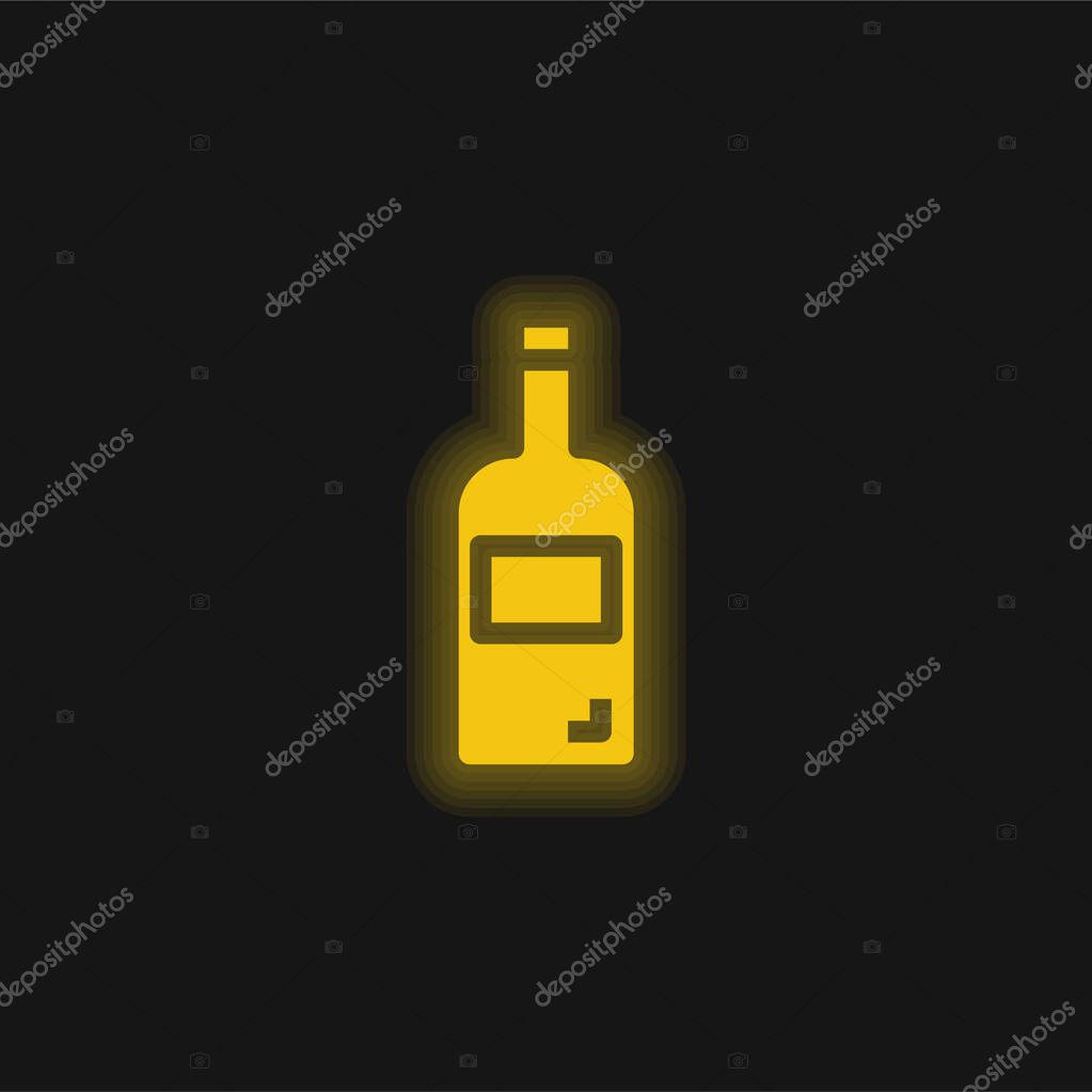 Bottle yellow glowing neon icon