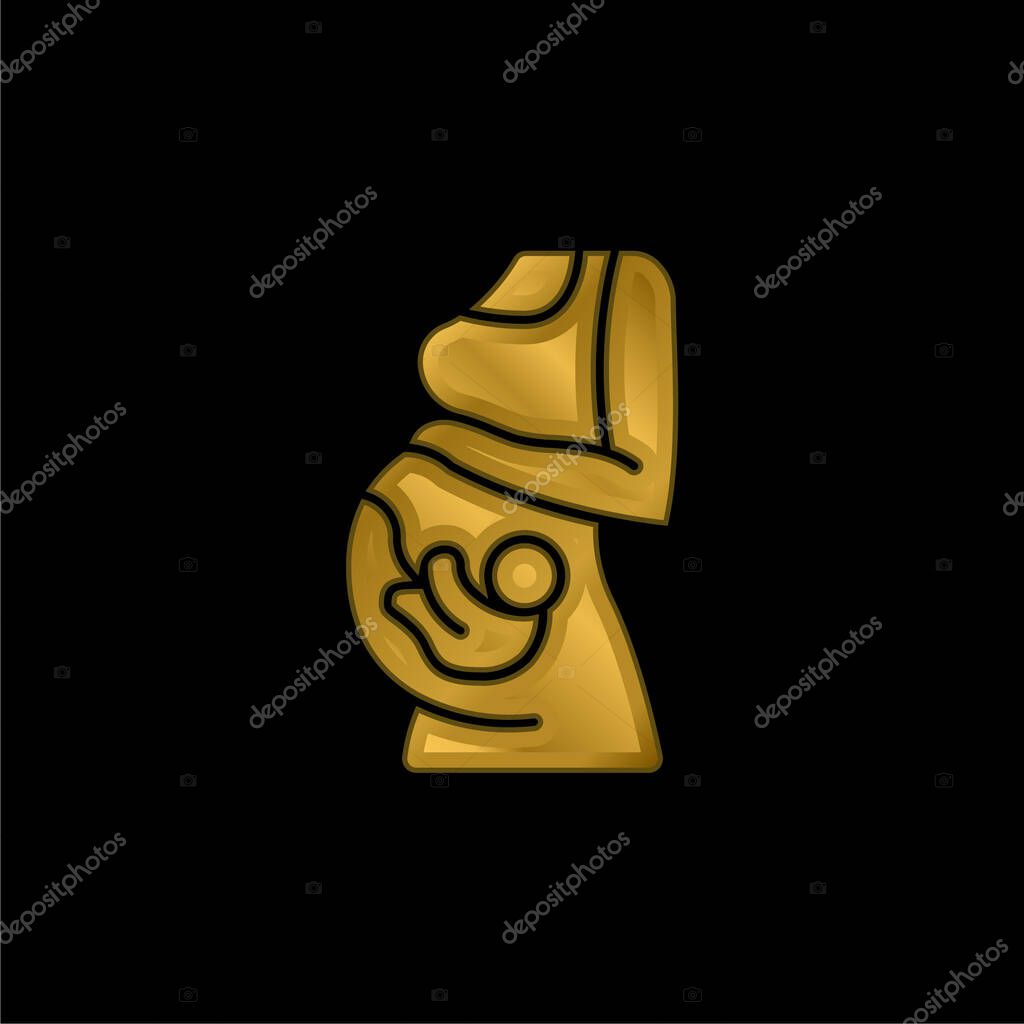 Baby gold plated metalic icon or logo vector