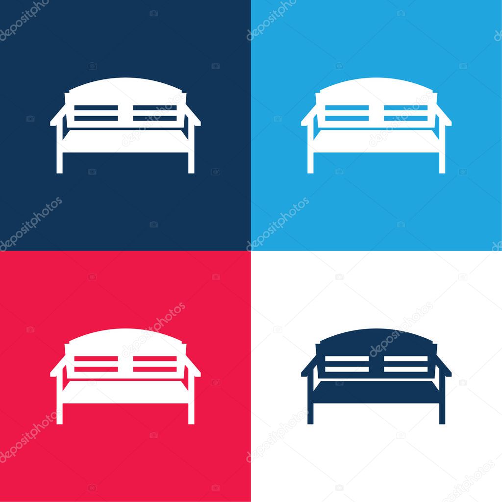 Bench blue and red four color minimal icon set