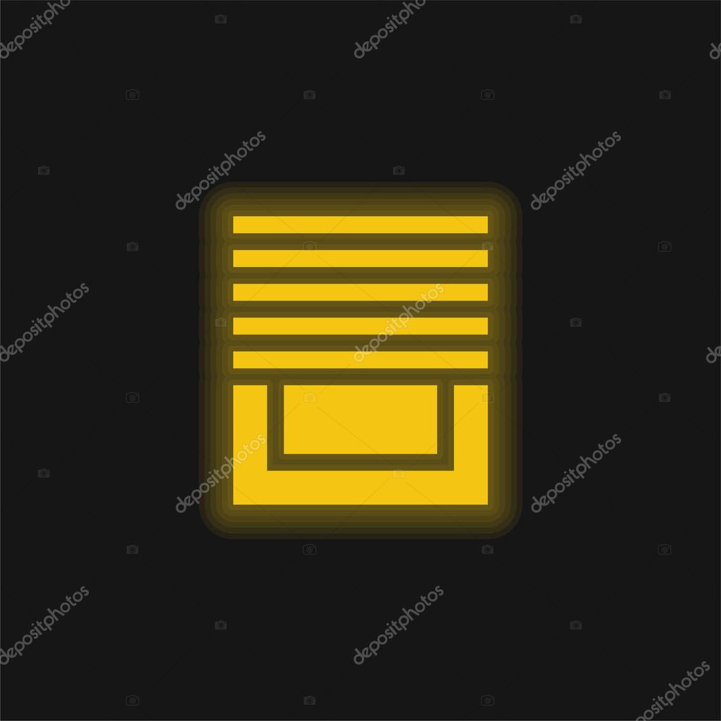 Blinds yellow glowing neon icon