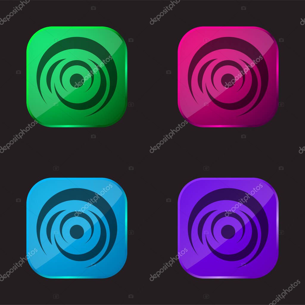 Black Hole four color glass button icon