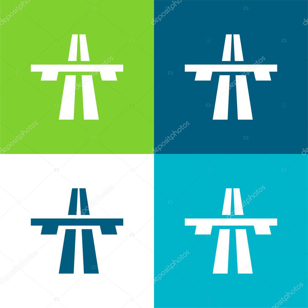 Bridge On Avenue Perspective Flat four color minimal icon set