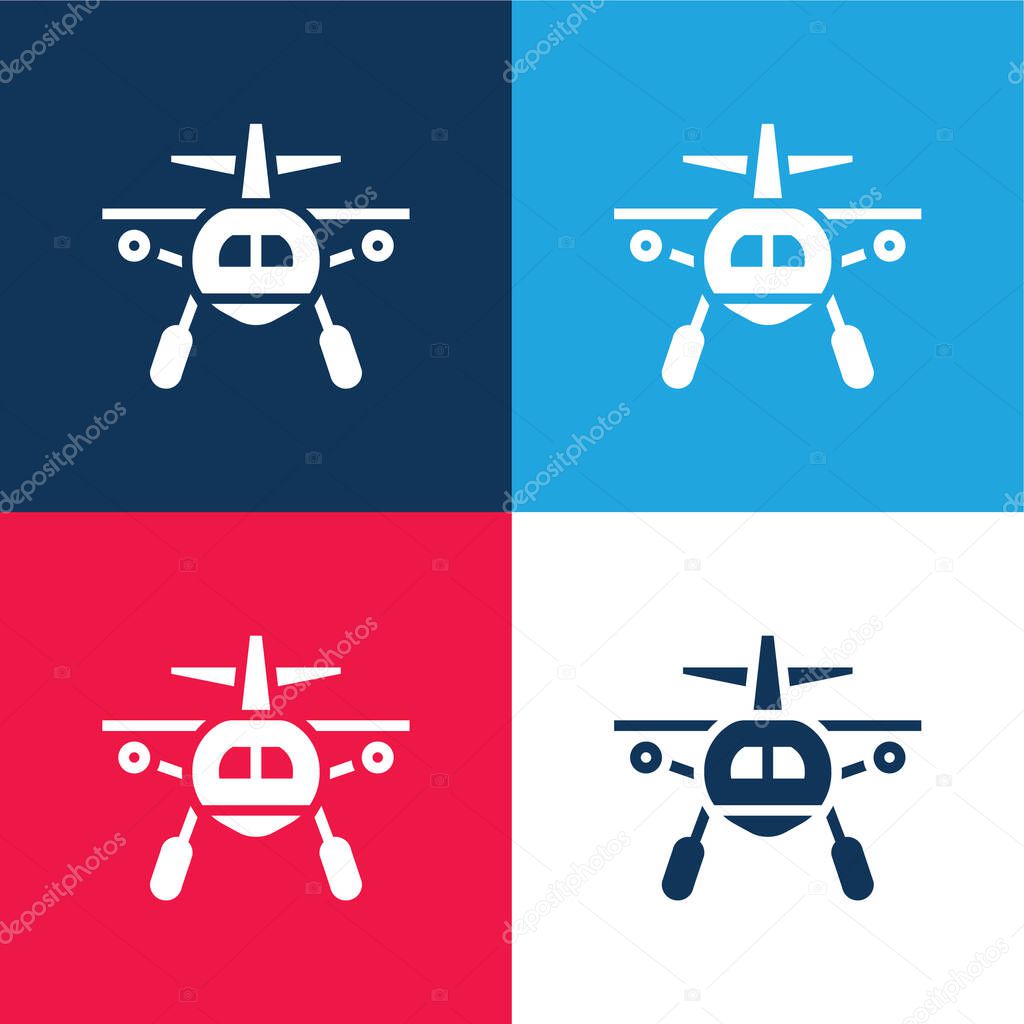 Aircraft blue and red four color minimal icon set