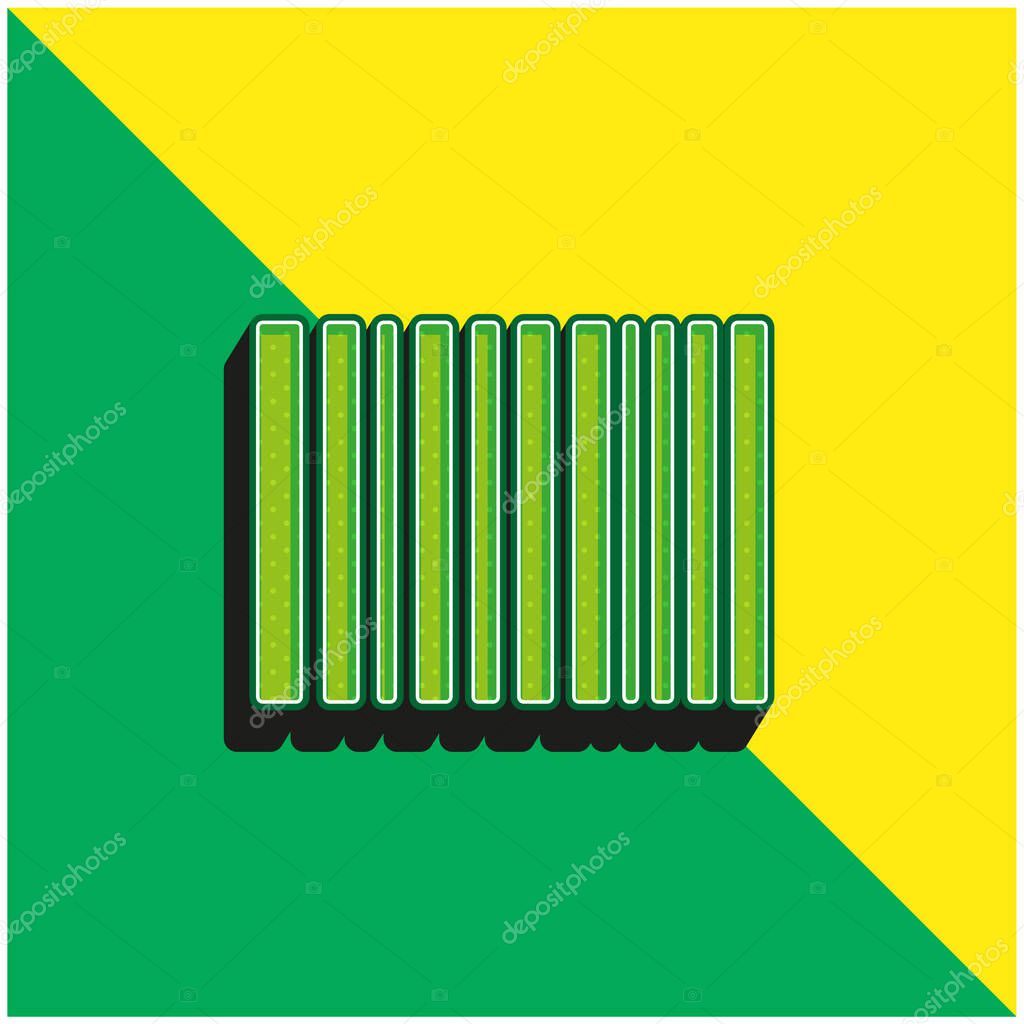 Barcode Lines Green and yellow modern 3d vector icon logo