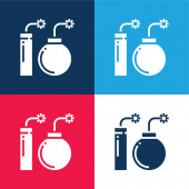 Blast modrá a červená čtyři barvy minimální ikona nastavena