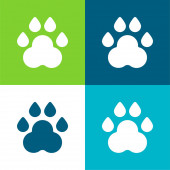 Animal Track Lapos négy szín minimális ikon készlet