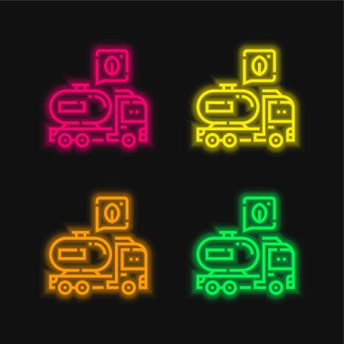 Biyodizel dört renkli parlayan neon vektör simgesi