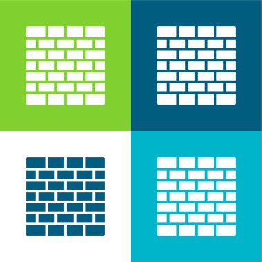 Brick Wall Flat four color minimal icon set clipart