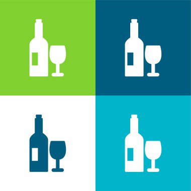 Şişe ve Bardak Düz Dört Renk Simgesi