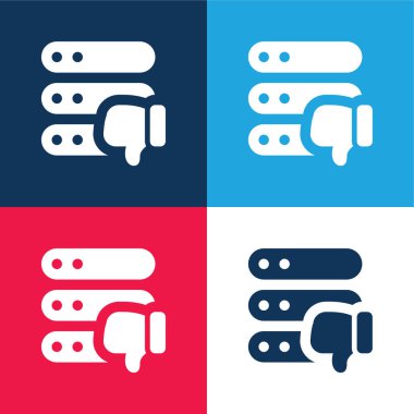 Kötü İnceleme mavi ve kırmızı dört renk minimal simgesi seti