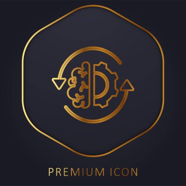 Brain Process golden line premium logo or icon clipart