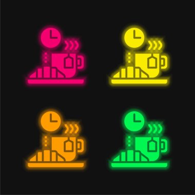 Parlayan dört renk neon vektör simgesini kır