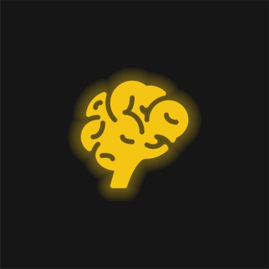 Beyin sarısı parlak neon simgesi
