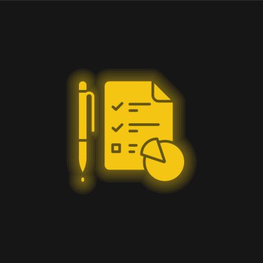 Analytics yellow glowing neon icon clipart