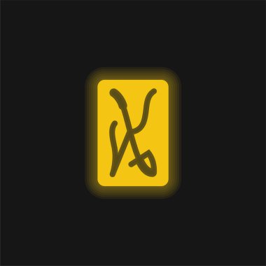 Kılıçların Ası sarı parlak neon simgesi