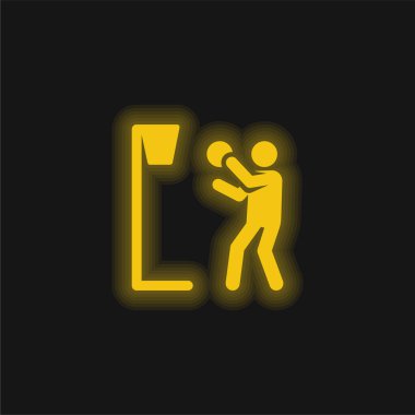 Basketbol sarı parlak neon simgesi
