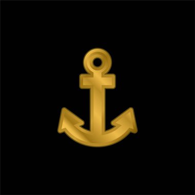 Anchor Navigational Interface Sign gold plated metalic icon or logo vector clipart