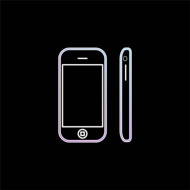 Apple İphone Mobil Araç Görünümleri Önden ve yandan mavi gradyan vektör simgesi