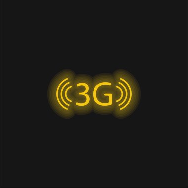 3G Sinyal Arayüzü Sembol sarı parlak neon simgesi