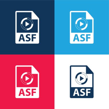 ASF Dosya Biçimi Değişkeni mavi ve kırmızı dört renk minimal simgesi seti