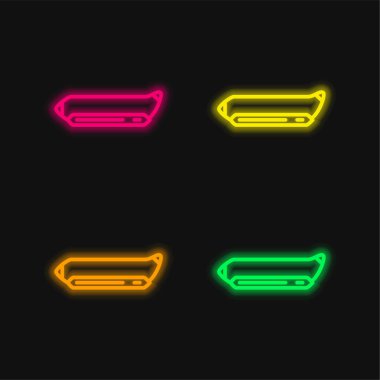 Muz teknesi dört renk parlayan neon vektör simgesi
