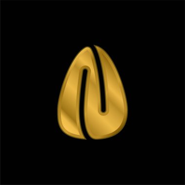 Badem altın kaplama metalik simge veya logo vektörü