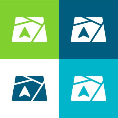 Haritadaki Ok Düz 4 renk minimal simgesi seti