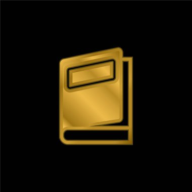 Kitap altın kaplamalı metalik simge veya logo vektörü