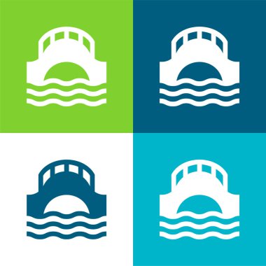 Köprü Düz 4 renk minimal simgesi seti