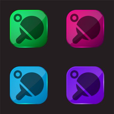 Plaj dört renkli cam düğme simgesi