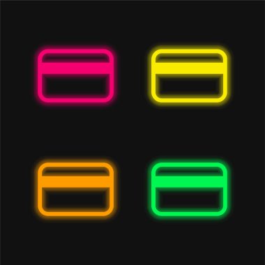 Büyük Kredi Kartı 4 renkli parlak neon vektör simgesi